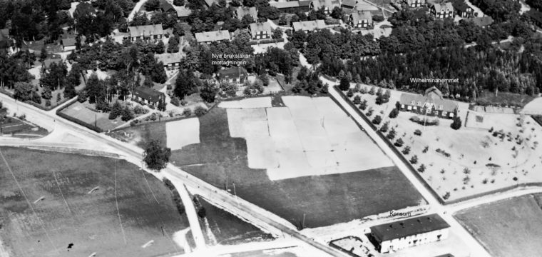 Flygfoto Fagersta centrum, mot norr 30-talet