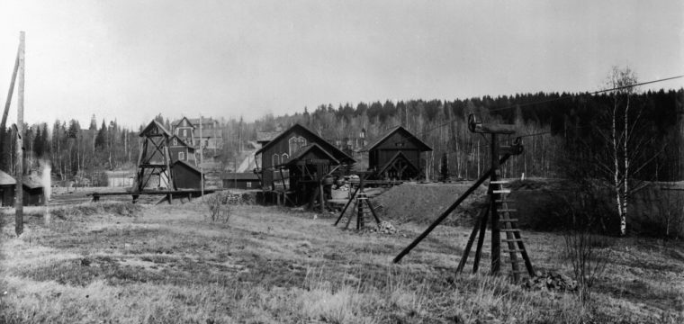 Stortägtsgruvan. Del av Granströms linbana till Flogen, ca år 1900