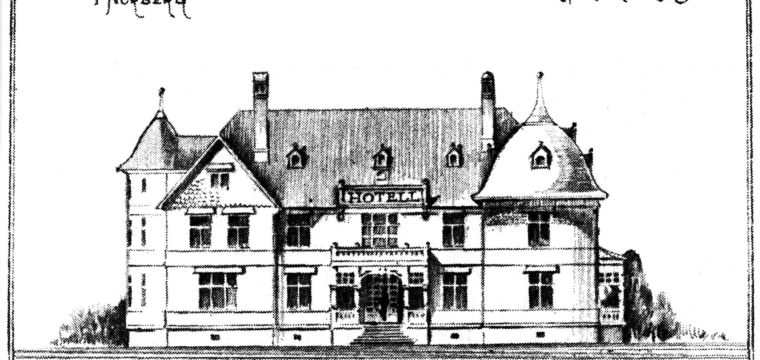 1, Fagersta Brukshotell. Förslagsbild av arkitekt Liljeqvist Stockholm 1896, norra fasaden