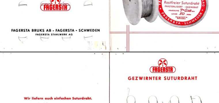 Reklambroschyr för Fagersta Bruks suturtråd på tyska