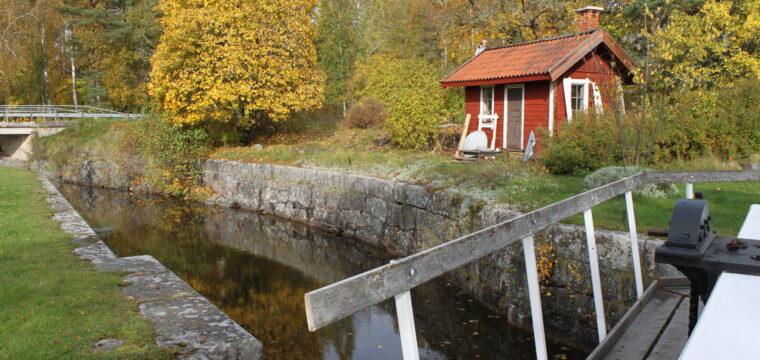 Kurirens förtöjningsplats vid olyckan ovanför första slussporten, foto Göran Råberg